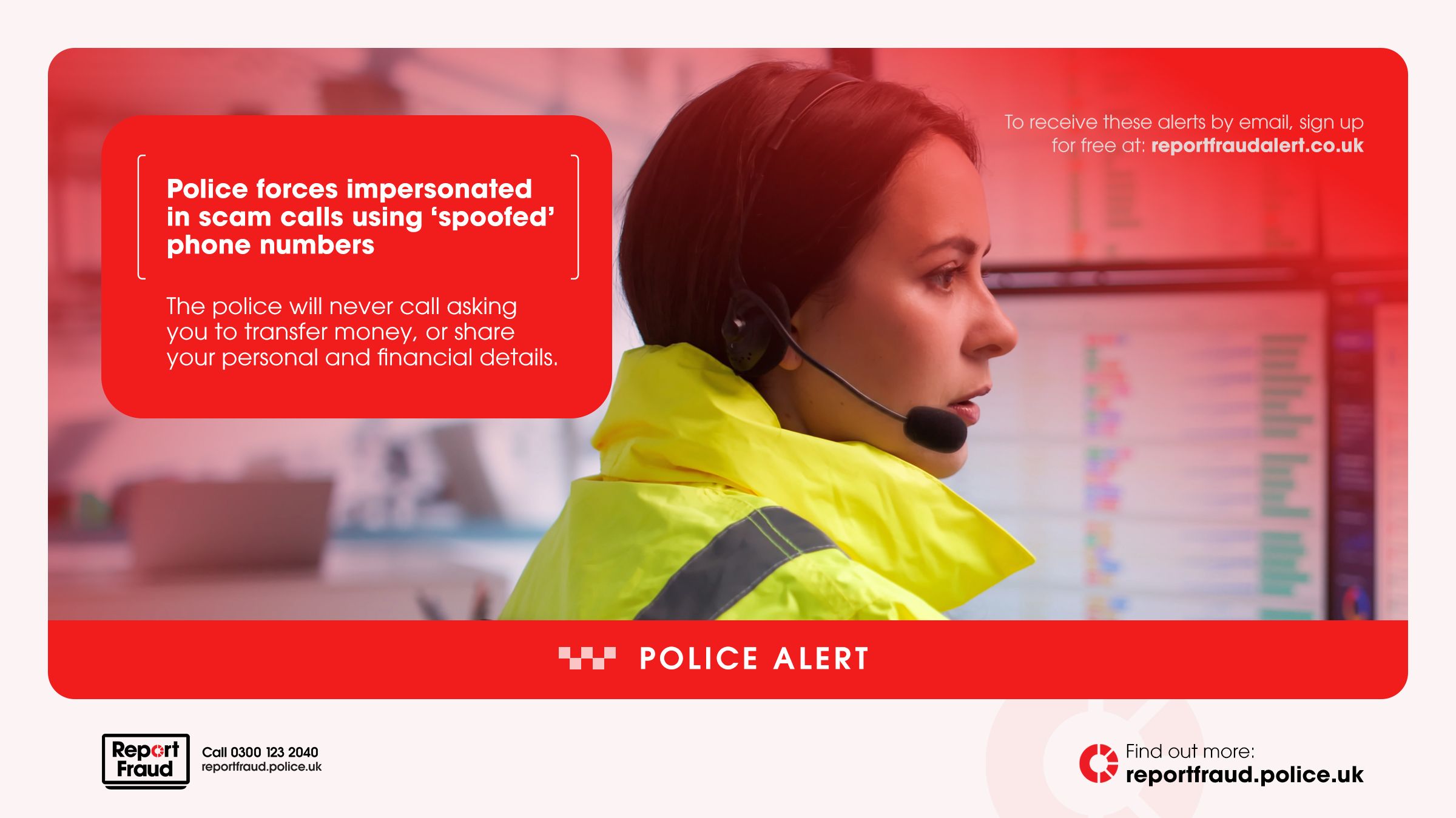 Report Fraud police forces spoof calling alert poster