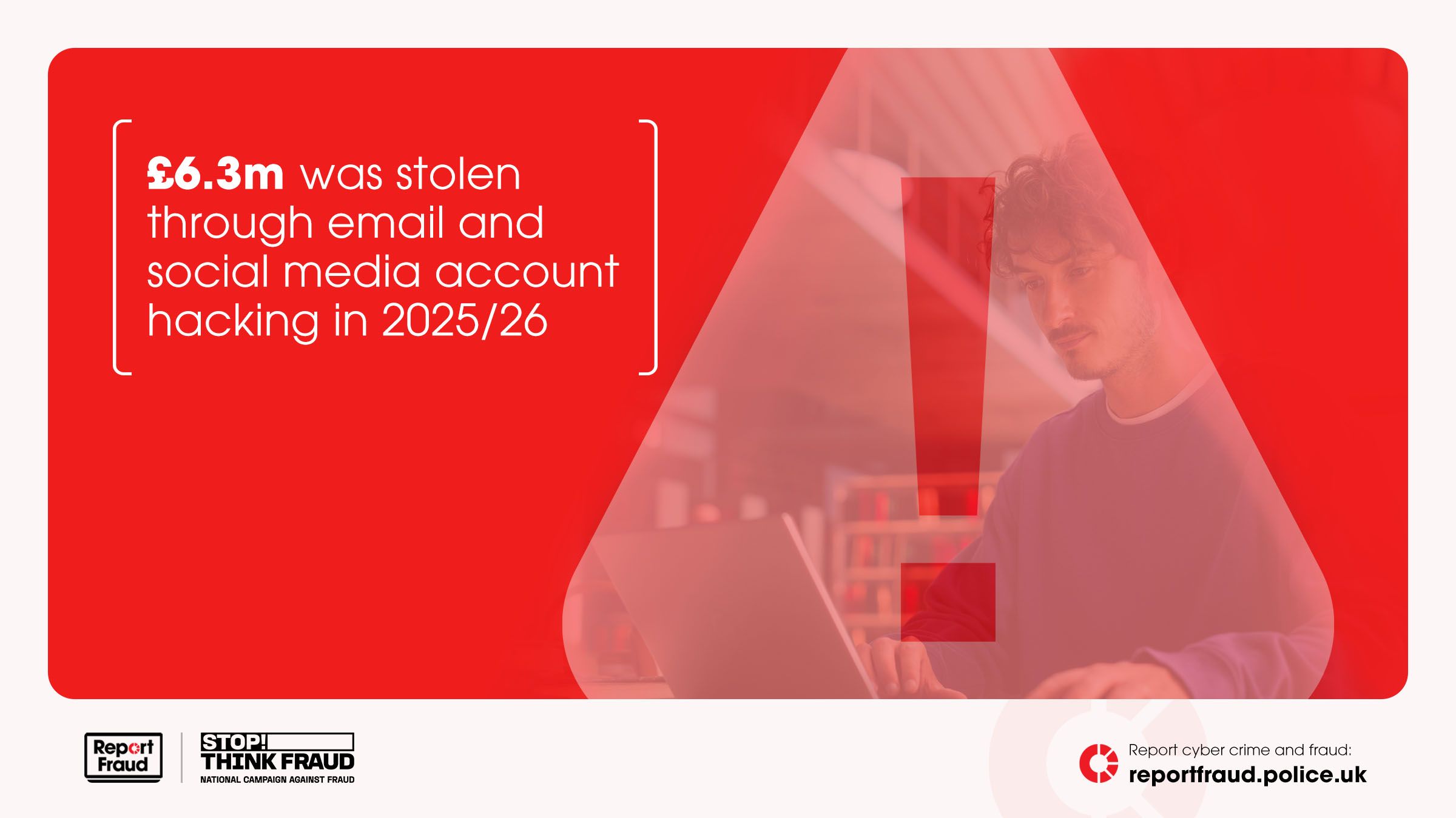 Report Fraud social media hacking image with statistics