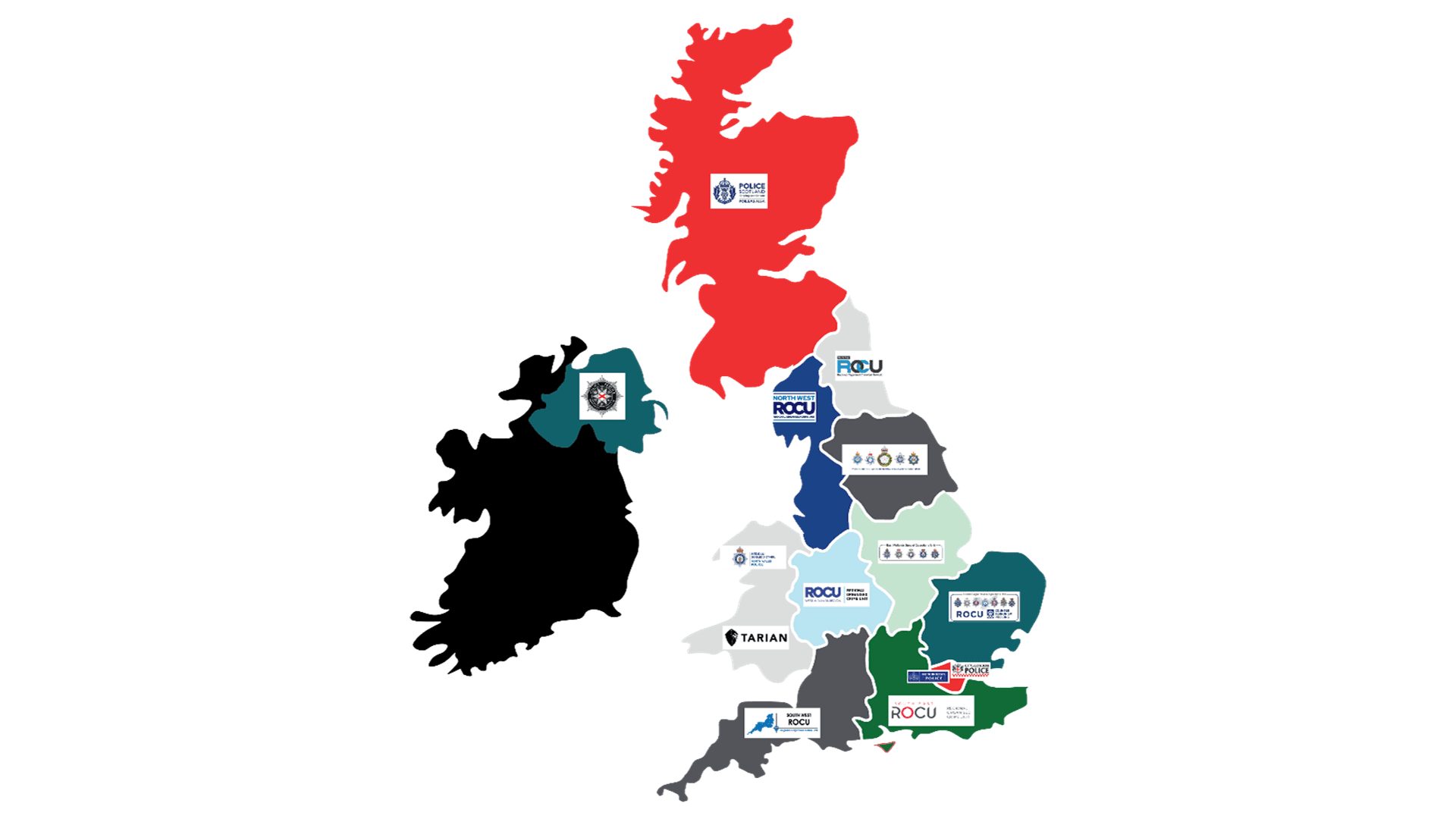 Map of the local Regional Organised Crime Units